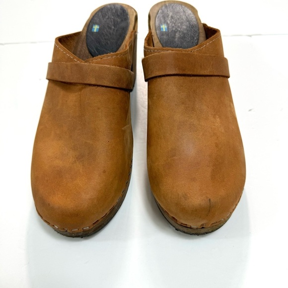 Lottas From Stockholm Swedish Oiled Nubuck Leather Mule Clogs Tan Brown Sz 10.5 - Picture 3 of 15